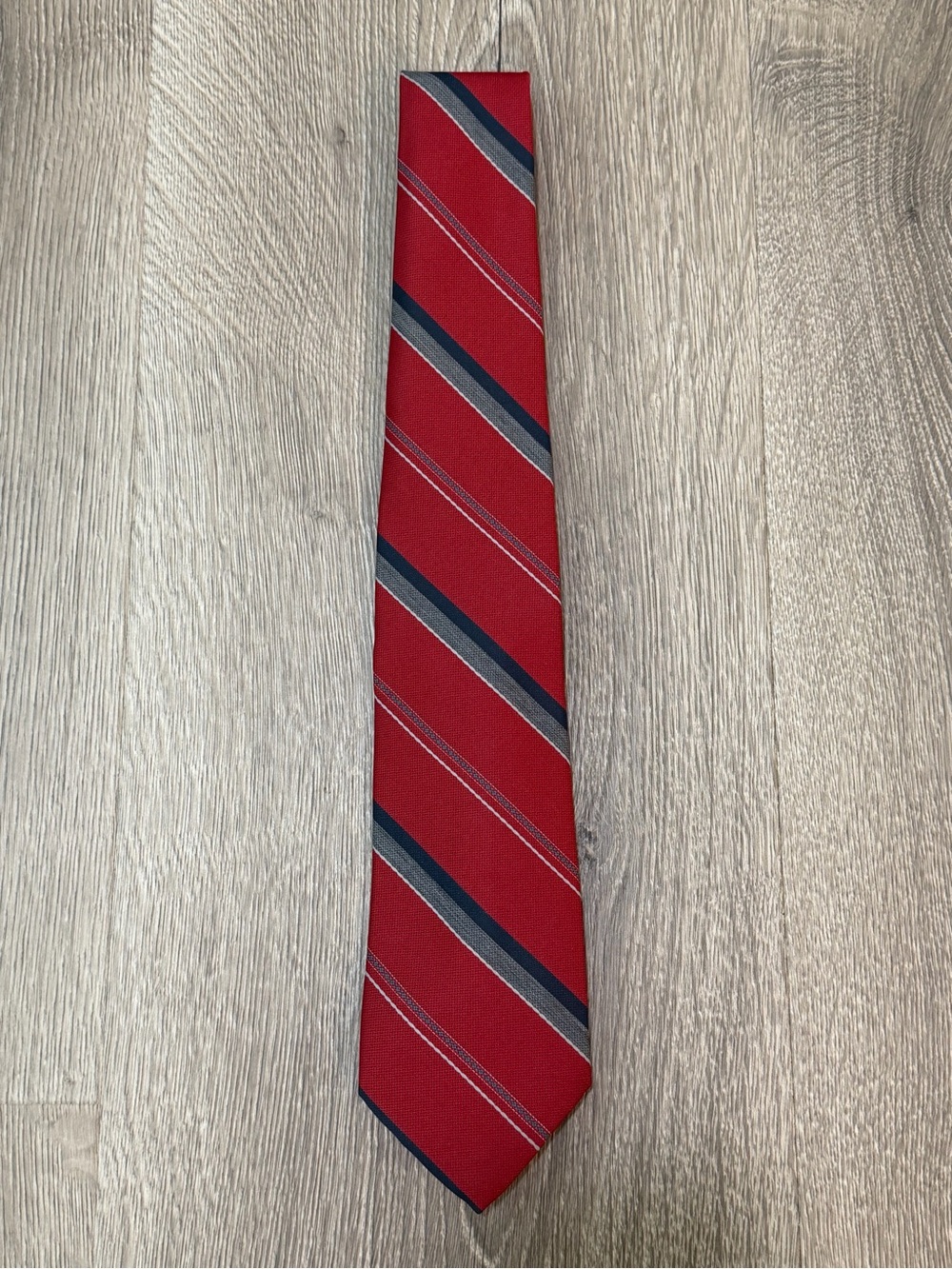 Vintage American Edition Men’s Tie Red Striped Silk Blend Made USA 56”